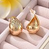 Teardrop Brass Micro Pave Clear Cubic Zirconia Stud Earrings EJEW-K286-07G-02-3
