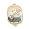 Brass Enamel Rectangle with Starfish Connector Charms KK-M308-08G-03-1