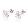 925 Sterling Silver Micro Pave Clear Cubic Zirconia Clover Stud Earrings STER-N016-80P-1