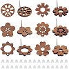 36Pcs 6 Style Walnut Wood Stud Earring Findings MAK-NB0001-11-1