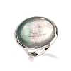 Natural Fluorite Round Adjustable Rings RJEW-K371-09S-22-2