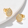 Brass Micro Pave Clear Cubic Zirconia Stud Earrings EJEW-D305-06G-1