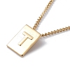 Stainless Steel Initial Letter Rectangle Pendant Necklace for Men Women NJEW-E090-01G-20-1