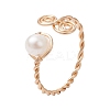 Round Natural Cultured Freshwater Pearl Beads Finger Rings RJEW-JR00776-1