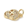 Halloween Theme Brass Micro Pave Cubic Zirconia Skull Charms KK-L248-03G-2