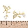 Rack Plating Brass Pave Clear Cubic Zirconia Bowknot Connector Charms KK-Z064-35G-01-3