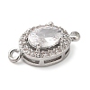Brass Pave Clear Cubic Zirconia Connector Charms KK-G503-31P-2