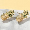 Pineapple Brass Micro Pave Cubic Zirconia Stud Earrings EJEW-A132-09G-2
