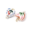 Hand Painted Floral & Cherry Pattern Heart Porcelain Pendants PALLOY-JF05560-2