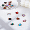 16Pcs 8 Colors Brass & Acrylic with Rhinestones Pendants FIND-LP0004-24-1