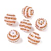 Striped Resin Rhinestone Beads OACR-A037-01F-1