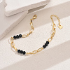 Fashionable Vintage Brass Oval & Glass Faceted Rondelle Beaded Anklets ZC8020-7-1