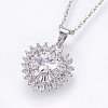 Brass Cubic Zirconia Pendant Necklaces NJEW-H486-03-2