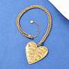 304 Stainless Steel Embossed Human Face Pendant Wheat Chain Necklaces NJEW-P430-03B-G-3