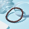 Natural Mahogany Obsidian Round Beaded Stretch Bracelet BJEW-JB07905-02-2