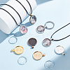 DIY Waxed Cotton Cord & Round Alloy Pendant Cabochon Settings Necklace Jewelry Making Kits DIY-GA0007-01-5