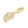 Brass Micro Pave Clear Cubic Zirconia Sea Animal European Dangle Charms KK-B159-04G-03-2