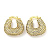 Rack Plating U-Shaped Brass Micro Pave Clear Cubic Zirconia Hoop Earrings for Women EJEW-G410-63G-1