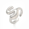 Brass Letter Open Cuff Rings for Women RJEW-G313-01S-P-1