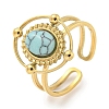 Ion Plating(IP) 304 Stainless Steel Synthetic Turquoise Cuff Rings G-Z056-04G-05-1