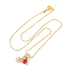 Brass Micro Pave Clear Cubic Zirconia with Enamel Red Pendant Necklaces NJEW-D348-04B-G-4
