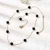Stainless Steel & Imitation Pearl Round Link Chain Necklaces for Women WGE4439-05-5