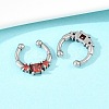 316 Stainless Steel Pave Red Cubic Zirconia Clip on Hoop Nose Rings AJEW-C044-14AS-2