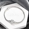 Brass Micro Pave Clear Cubic Zirconia Link Bracelets BJEW-S158-15P-1