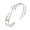 Star Zinc Alloy Hollow Open Cuff Bangles for Women BJEW-L688-01P-1