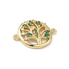 Brass Pave Clear and Green Cubic Zirconia Hollow Connector Charms KK-S337-05G-2