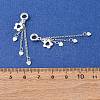 925 Sterling Silver Flower with Heart Tassel European Dangle Charms STER-K187-01S-3