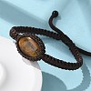 Adjustable Oval Natural Tiger Eye Braided Bead Bracelets BJEW-H626-02-10-3