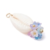 6Pcs 6 Colors Natural Cowrie Shell with Acrylic Flower Pendants PALLOY-JF04524-4