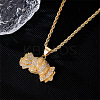 Brass Pave Clear Cubic Zirconia Dollar Pendant Necklaces for Men DC8712-4