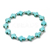 Synthetic Turquoise(Dyed) Cross Beaded Stretch Bracelet BJEW-JB08450-02-1