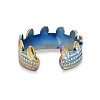 Ion Plating(IP) Rainbow Color 304 Stainless Steel Leaf Open Cuff Ring for Women RJEW-C025-03M-3