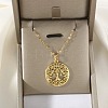Brass Micro Pave Clear Cubic Zirconia Tree of Life Pendants NJEW-H066-01C-G-1