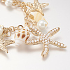 Trendy Shell Charm Bracelets BJEW-F166-01-2