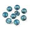 Flower Printed Transparent Acrylic Rondelle Beads TACR-S160-01-B01-1