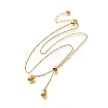 304 Stainless Steel Teardrop Pendant Lariat Necklaces for Women NJEW-U031-01G-2