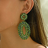 201 Stainless Steel Bohemian Oval Vintage Long Stud Earrings HB4853-3-2