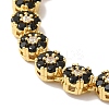Rack Plating Brass Pave Cubic Zirconia Flower Link Chain Bracelets for Women BJEW-A018-03G-04-2