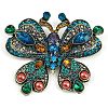 Zinc Alloy Colorful Rhinestone Brooch LS-JEWB-U011-04AG-02-1
