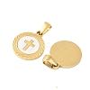 304 Stainless Steel Pave Natural White Shell Flat Round Pendant Necklaces STAS-R168-23G-01-2