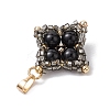 Natural Black Onyx(Dyed & Heated) & Glass Seed Beaded Woven Pendants PALLOY-MZ00365-05-4