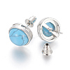 Natural & Synthetic Gemstone Stud Earrings EJEW-F162-H-4