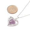 Heart Natural Mixed Stone Pendant Necklaces NJEW-JN03968-4