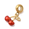 304 Stainless Steel Red Enamel Fruit European Dangle Charms STAS-D153-26G-2