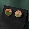 Opaque Resin & Walnut Wood Stud Earrings EJEW-N017-008-B08-2