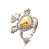 Gothic Style Brass Micro Pave Clear Cubic Zirconia Cuff Rings for Women RJEW-U051-02A-GP-4